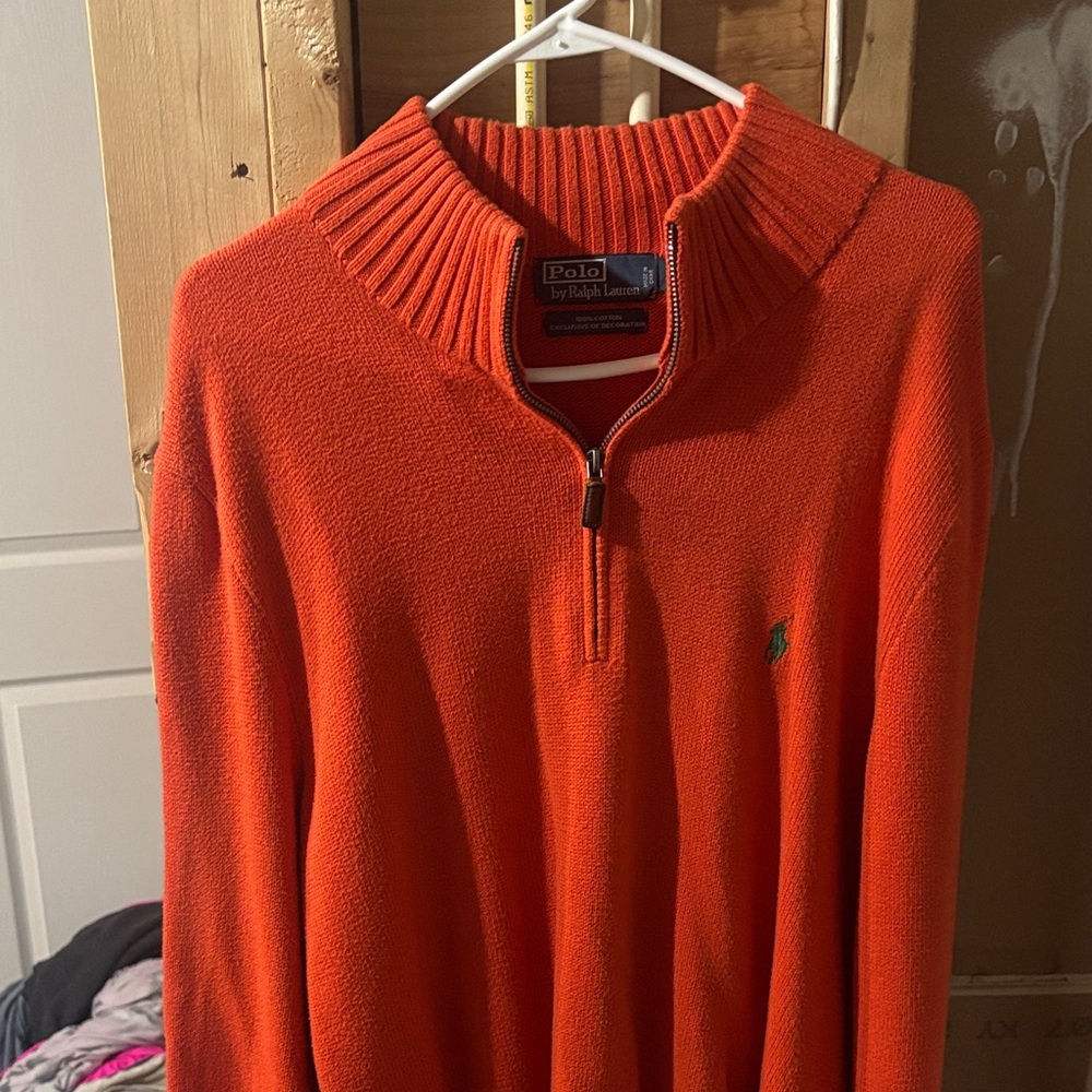 Polo by Ralph Lauren Men's Vibrant Orange Zip-Up Sweater